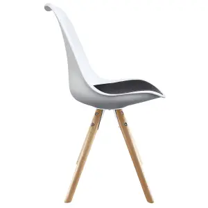 Soho White & Black Plastic Dining Chair with Pyramid Light Wood Legs