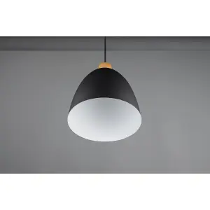 Luminosa Jagger Modern 25cm Dome Pendant Ceiling Light Black Matt - UK Stock