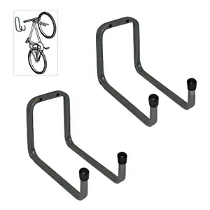 2 x Wall Mounted 180mm Tool, Bike Double Storage Hooks for Garages sheds & Workshops