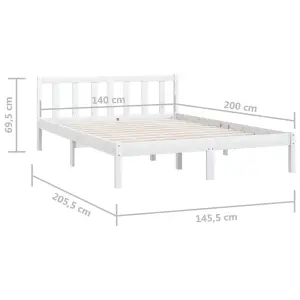 Berkfield Bed Frame White Solid Pinewood 140x200 cm