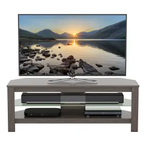 AVF Calibre Plus 1.15m TV Stand with Glass Shelf, for TVs up to 55" - Grey Oak