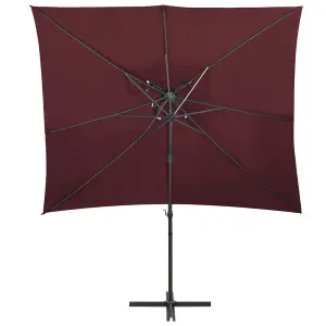 Berkfield Cantilever Umbrella with Double Top Bordeaux Red 250x250 cm