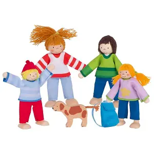 Goki Flexible Wooden Puppets - Camping Family Figure Set