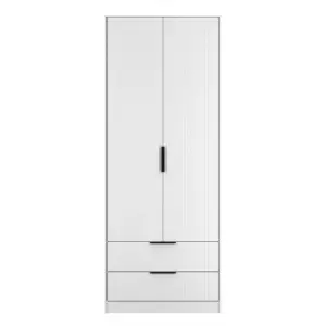 Nashville Ready assembled Contemporary White 2 Drawer Tall Double Wardrobe (H)1960mm (W)740mm (D)520mm