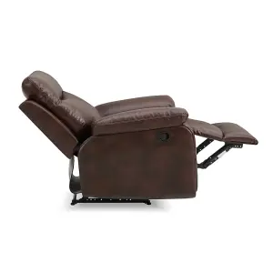 Carson 1 Seater Manual Recliner, Brown Air Leather