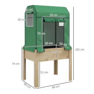 Outsunny Wooden Raised Planter with PE Greenhouse Cover and Bed Liner