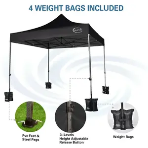 MCC Direct Maximus 3x3 Heavy Duty Pop up Black Gazebo NS