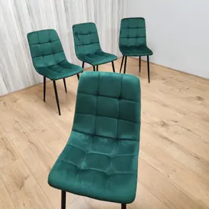 Dining Chairs Set Of 4 Green Tufted Chairs Velvet Chairs, Soft Padded Seat Living Room Chairs , Kitchen Chairs, Dining Room