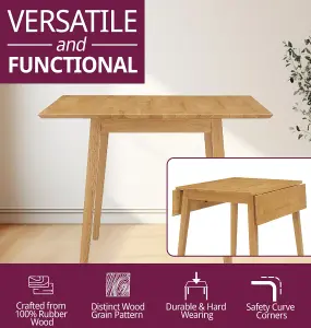 Hallowood Furniture Ledbury Light Oak Drop Leaf Dining Table with 2 Aston Chairs