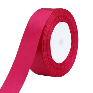 25mm Hot Pink Double Sided Satin Polyester Ribbon Roll, 25 metres