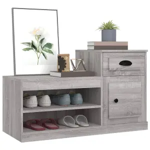 Berkfield Shoe Cabinet Grey Sonoma 100x42x60 cm Engineered Wood