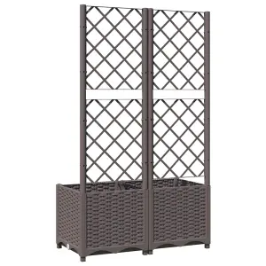 Berkfield Garden Planter with Trellis Brown 80x40x136 cm PP