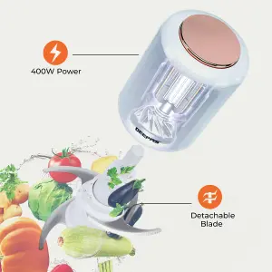 Geepas 400W Mini Food Processor, 500ML Food Chopper, 4 Bi-Level Stainless-Steel Double Blades for Blending & Chopping