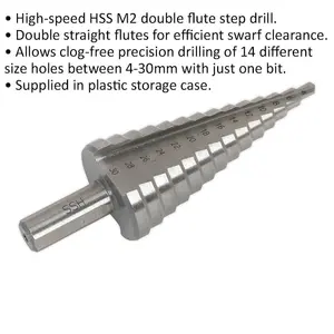 High-Speed HSS M2 Double Flute Step Drill Bit - 4mm to 30mm Precision Tool for Perfect Holes