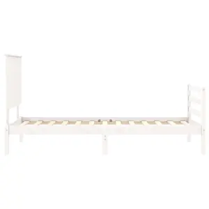 Berkfield Bed Frame with Headboard White Single Solid Wood