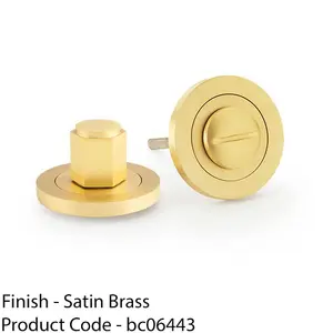 Industrial Hex Thumbturn & Release Lock - Satin Brass - Bathroom Door WC