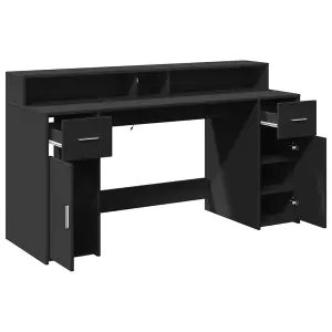 Berkfield Desk with LED Lights Black 160x55x91 cm Engineered Wood