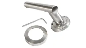 Door Handles T Bar Straight Lever on Rose Latch - Satin 125mm