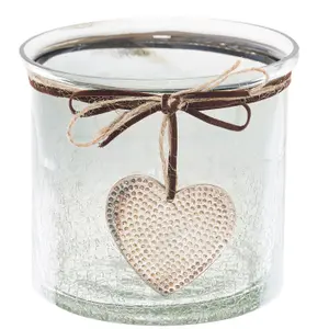 Hill Interiors Smoked Midnight Heart Charm Candle Holder Smoke/Transparent (10cm x 11cm x 11cm)