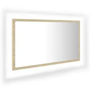 Berkfield LED Bathroom Mirror Sonoma Oak 80x8.5x37 cm Engineered Wood