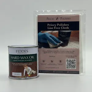 Fiddes Hard Wax Oil, Clear Satin 250ml + Free Priory Free Cloth