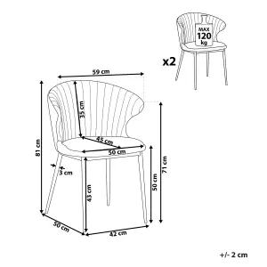 Set of 2 Dining Chairs AUGUSTA Velvet Mustard