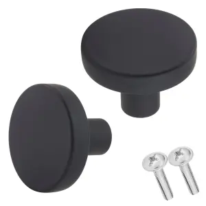 Keypak Cabinet Knob, Pack of 2, Matt Black, Aluminium Precision 30mm Classic Wardrobe Cupboard Drawer Handles