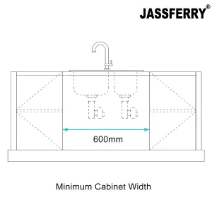 JASSFERRY Undermount Stainless Steel Kitchen Sink 1.5 Bowl Righthand Smaller Bowl