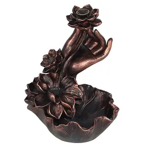 Something Different Hand With Flower Backflow Incense Burner Brown (One Size)