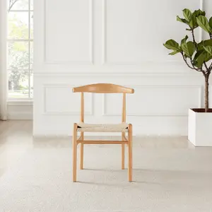 Furniturebox UK Set of 2 Lugar Solid Beech Wooden Rope Dining Chairs