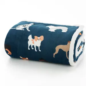 SuperSoft Cosy Warm Large Fleece Throw Dog Club