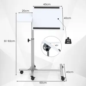 Costway Mobile Laptop Stand C-shaped Tray Table Computer Workstation w/ Lockable Casters