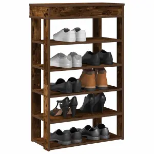 Berkfield Shoe Rack Smoked Oak 60x30x98 cm Engineered Wood