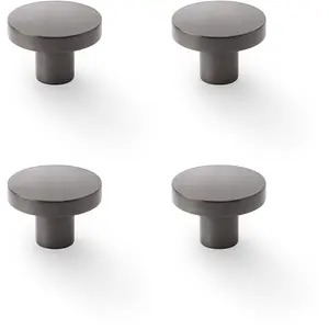 4 PACK - Slim Round Door Knob - Dark Bronze 38mm Modern Cupboard Cabinet Pull Handle