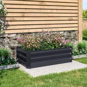 100cm W x 60cm D Galvanized Rectangular Raised Garden Bed Planter Box in Black