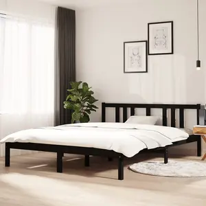 Berkfield Bed Frame Black Solid Wood 150x200 cm King Size