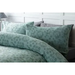 Belledorm Flora Jacquard Duvet Cover Set Duck Egg Blue (Superking)