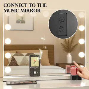 Makeup Mirror Bluetooth Speaker with 15 Dimmable Bulbs - 58cm x 48cm