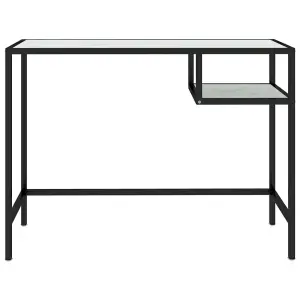 Berkfield Computer Desk White Marble 100x36x74 cm Tempered Glass