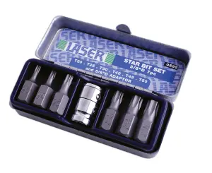 Laser Tools 0595 7pc Torx/Star Bit Set with 3/8" Drive Bit Adaptor