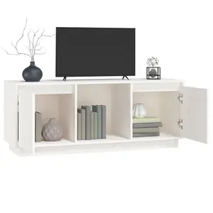 Berkfield TV Cabinet White 110.5x35x44 cm Solid Wood Pine