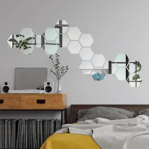 Walplus Hexagonal Removable Acrylic Mirror Art - 20 pcs Mirror Sticker