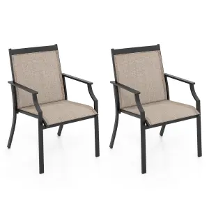 Costway Set of 2 Patio Dining Chairs Outdoor Garden Porch Armchairs w/ Breathable Seat