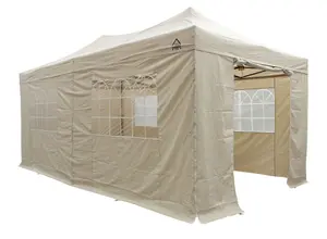 All Seasons Gazebos 3x6 Full Waterproof Pop Up Gazebo with 4 Heavyweight Side Panels and Accessories Beige