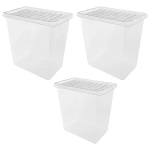 1 x 55 Litre Clear Plastic Storage Container With Lid Ideal For Home & Office Use