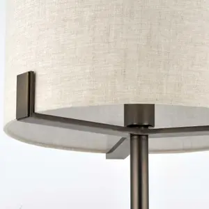 Hatton Brushed Bronze with Natural Linen Shade Classic Style 1 light Table Light