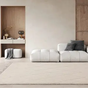 Cream Shaggy Kilim Modern Rug Easy to clean Living Room and Bedroom-160cm X 230cm