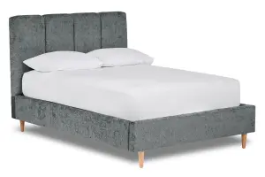 Zen Fabric Bed With Fluted Headboard Panels Bed Base Only 4FT Small Double- Pavia Charcoal