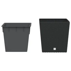 Berkfield Planter with Removable Inner Anthracite 21 / 32 L PP Rattan