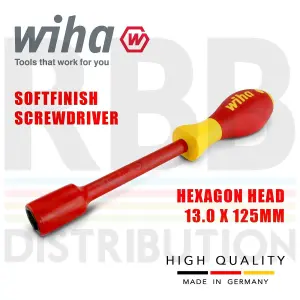 Wiha Hex Driver Screwdriver 1000v VDE Electrician 13mm SoftFinish Grip 00864